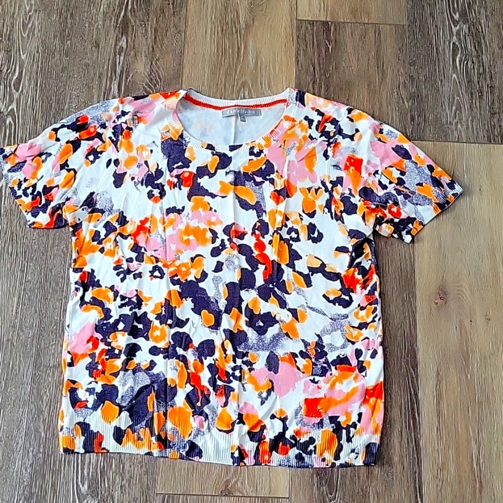 Daniel Rainn Orange and Purple Crew Neck Sweater